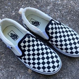 Kids Van’s checkerboard slip-on sneakers; like new